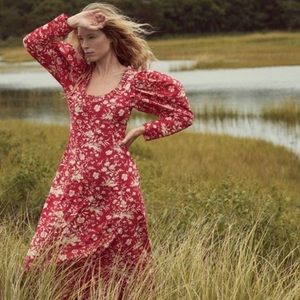 Doen Clarence dress oak bluffs floral red dress medium